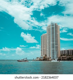 Beach And Skyline Brickell Key Boat Life Miami Summer