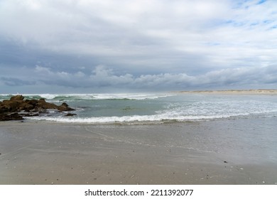 Beach Of The South Finistère In Brittany Under A Very Cloudy Sky In Autumn