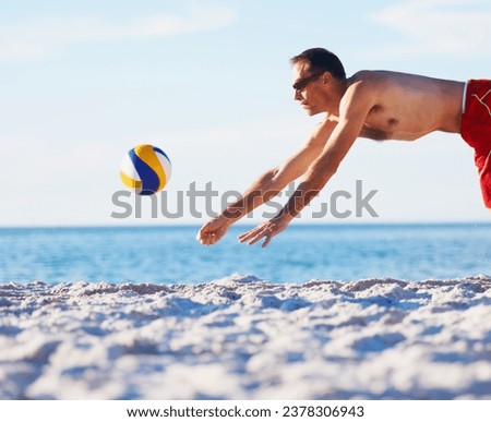 Similar – Summer holidays, man with snorkel and volley ball.