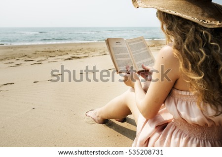 Beach Summer Holiday Vacation Traveling Relaxation Reading Concept
