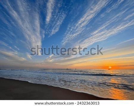 Beach sunrise over the Atlantic Ocean Manasquan NewJersey
