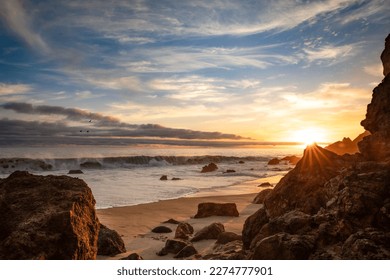 Beach Sunset Ocean California Malibu Sunset