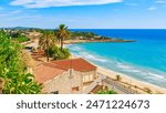 Beach in Tarragona city, Spain, South Europe. Sea coast in Catalonia