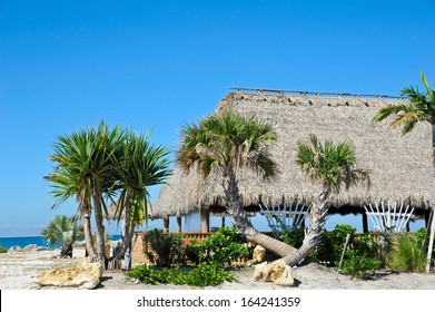 Beach Tiki Hut Bar On The Ocean 