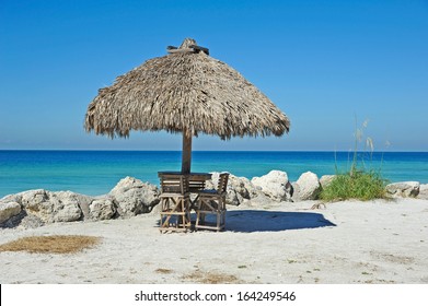 Beach Tiki Hut Bar On The Ocean