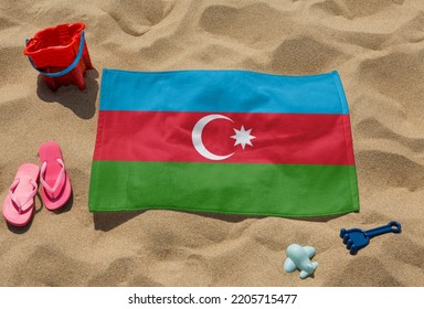 Beach Towel - Flag Of Azerbaijan - Realistic Rendering With Texture