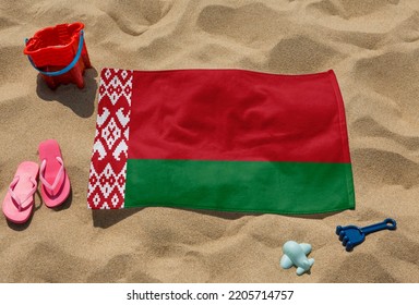 Beach Towel - Flag Of Belarus - Realistic Rendering With Texture