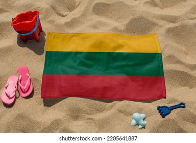 Beach Towel - Flag Of Lithuania - Realistic Rendering With Texture