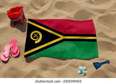 Beach Towel - Flag Of Vanuatu - Realistic Rendering With Texture