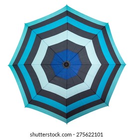 Beach umbrella isolated on white, top view. Clipping path included.