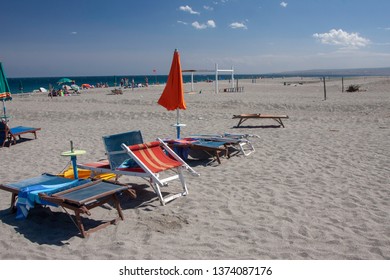 Beach umbrella on the beach
