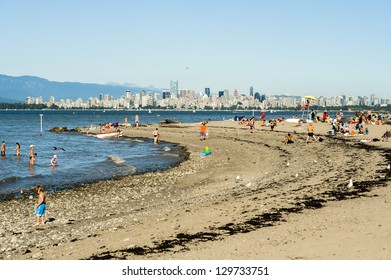 Beach View Of City Skyline Vancouver, Canada