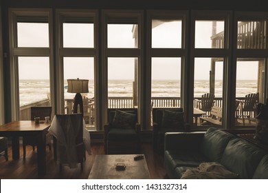 Beach View From A Beach House In Galveston, Texas.