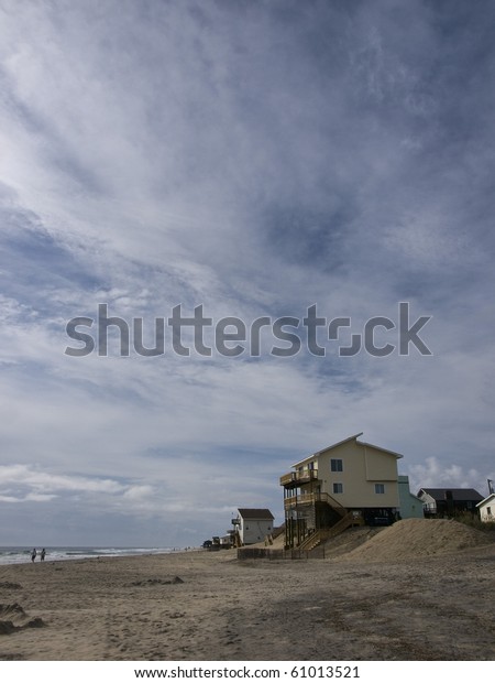 Beach View Outer Banks Cottages Along Stock Photo Edit Now 61013521