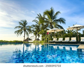 Beach view from pool resort in Da Nang, Vietnam