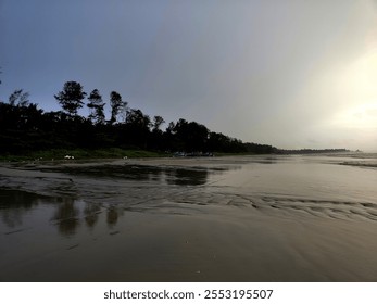 beach view, sunset, clouds, evening