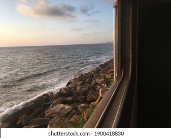 Beach view from the train window 