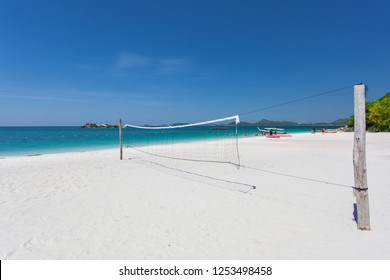 Beach A Volleyball Court At Sea. Summer.