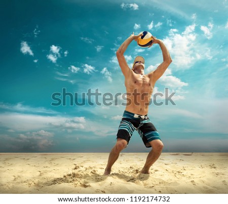 Similar – Summer holidays, man with snorkel and volley ball.