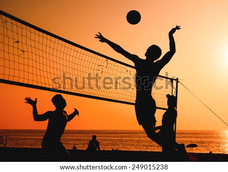 Beach volleyball silhouette