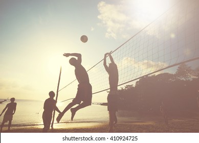 Beach Volleyball at sunset.