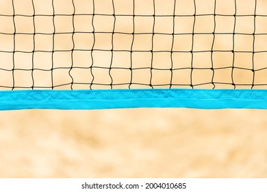 Beach volleyball and beach tennis net on the background of sand. Summer sport concept.