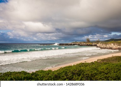 Beach with waves rolling in