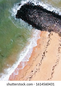 Beach waves shot from drone