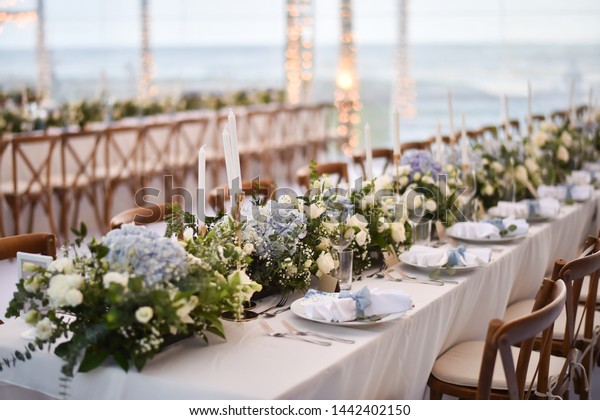 Beach Wedding Reception Flowers Setup Stock Photo Edit Now