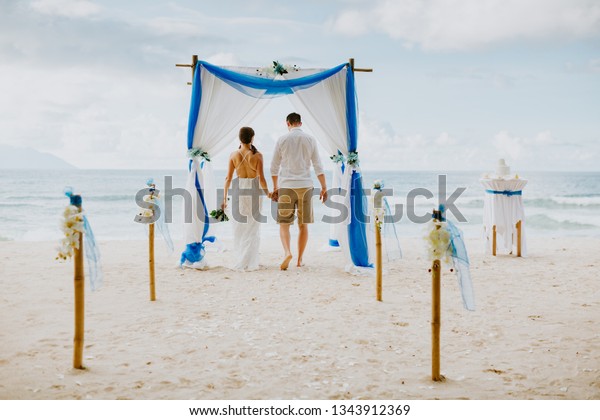 Beach Wedding Tropics Wedding Couple On Stock Photo Edit