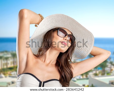 Beach, woman, breast.