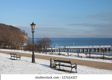 beach wooden pier in baltic sea - Orlowo, Gdynia, Poland - Powered by Shutterstock