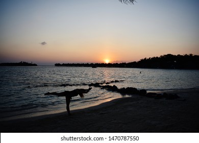 Beach Yoga Warrior 3 Pose