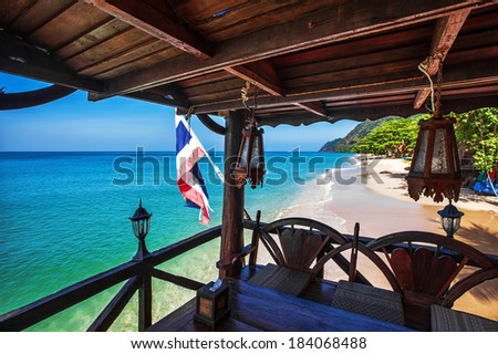 Beachbar on a tropical island with view on sea