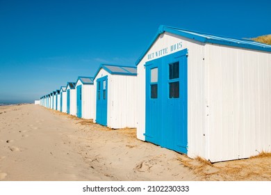 Beachhouse, the white house, on a beach in the Netherlands