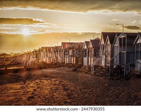Beachhouses during sunrise at Southend-on-Sea, England, United Kingdom