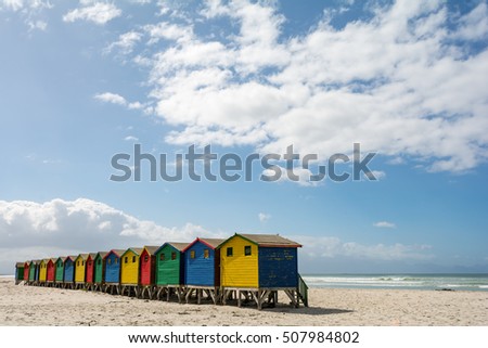Beachhouses at Muizenberg Beach, Cape Town in South Africa