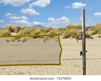 Beachvolley Net On The Sand And Sky