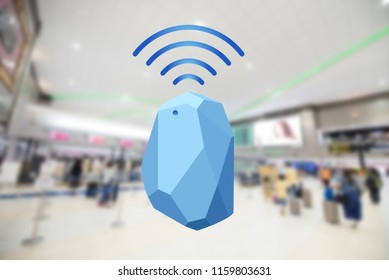 Beacon device home and office radar. Use for all situations. and blur background at the airport