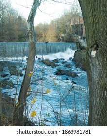 Beacon, NY - USA - Nov. 29, 2020: Vertical View Of The Iconic Beacon Falls On The Fishkill Creek, Located Off Of Main Street In Beacon.