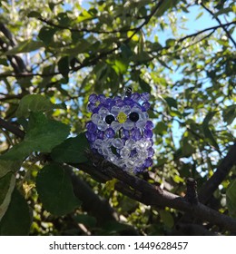 Beaded Owl On A Tree Branch Key Chain