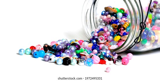 Beads In Glass Jars For Creating Art Hobbies Jewelry