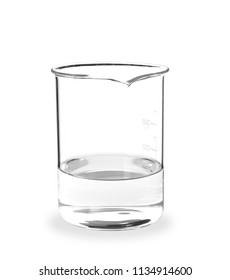 Beaker with liquid on white background. Laboratory analysis equipment - Shutterstock ID 1134914600