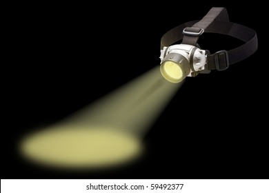 Beam Of Light From The Headlamp Flashlight
