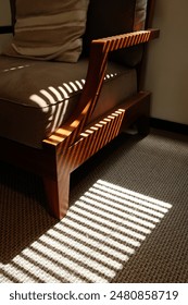 Beam of light passing through the windows and sofa 