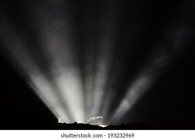 Beam Of Light Penetrating The Mine Entrance. 