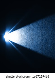 Beam From Strong Light Source Shining On Floor In The Dark Room