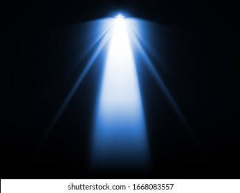 Beam From Strong Light Source Shining On Floor In The Dark Room