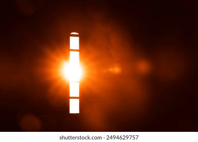 Beams of light in Sapara Monastery, Georgia. yellow golden Rays of the sun light in the church arch window. Dark and bright sun light rays shining through on wall. - Powered by Shutterstock