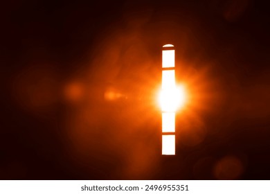 Beams of light in Sapara Monastery, Georgia. yellow golden Rays of the sun light in the church arch window. Dark and bright sun light rays shining through on wall. - Powered by Shutterstock